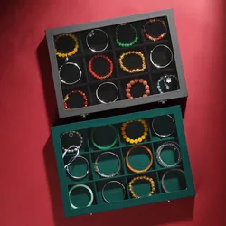 Ice Velvet Clear Lid 12 Grid Jewelry Organizer Box Tray Display Case Storage Bracelets Rings Earrings
