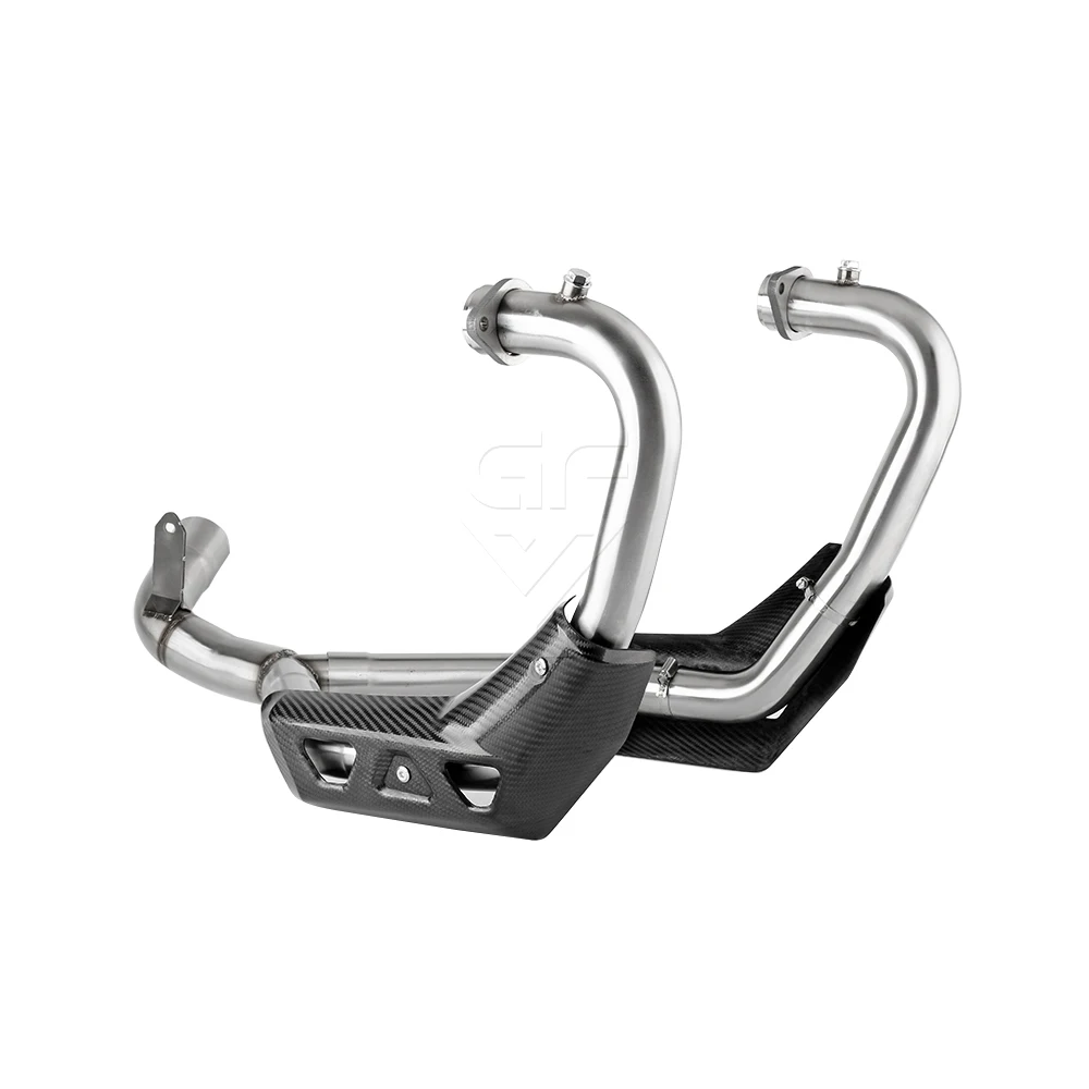 Motorcycle Exhaust Header Link Pipe With Carbon Fiber Heat Shield For MOTO GUZZI V85 TT 2021 to 2023 V85TT Euro 5 V85