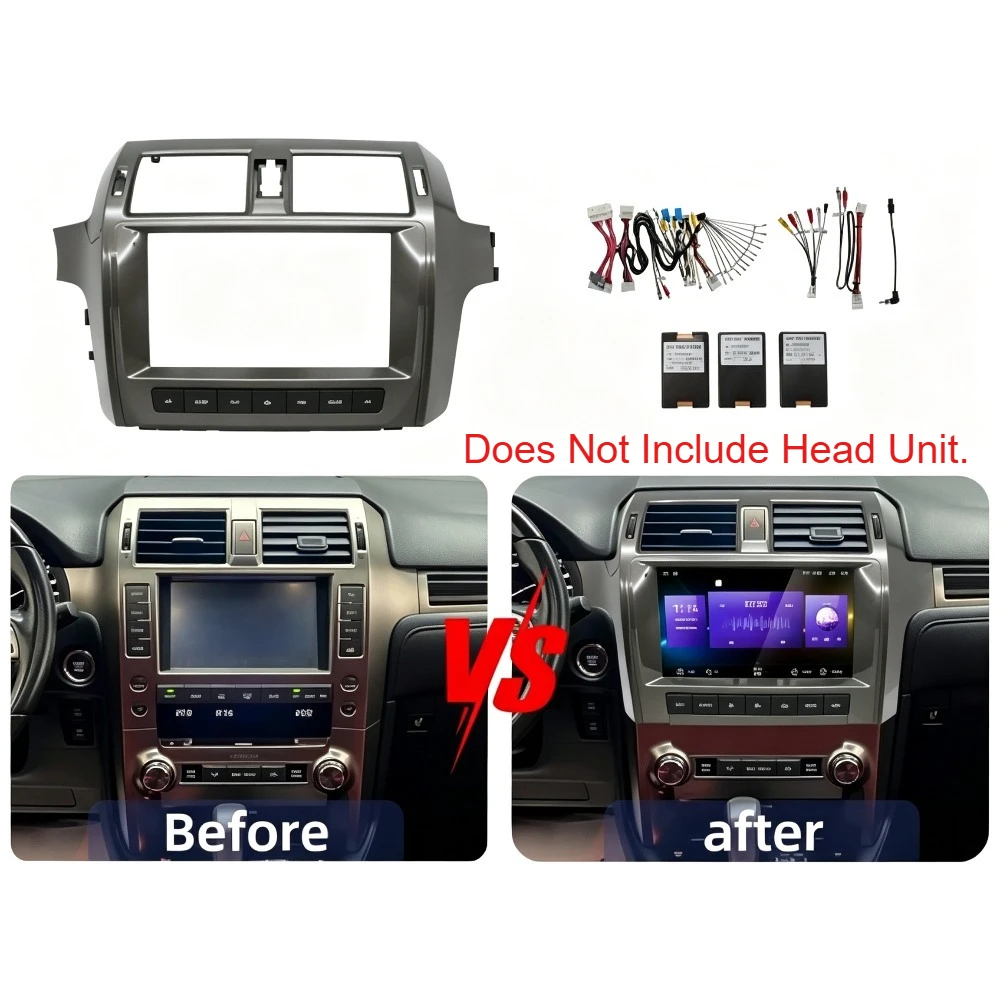9 Inch Car Radio Fascia Frame Cable CANBUS Kit For Lexus GX460 2010-2015 High End LHD Android Stereo Dashboard Trim