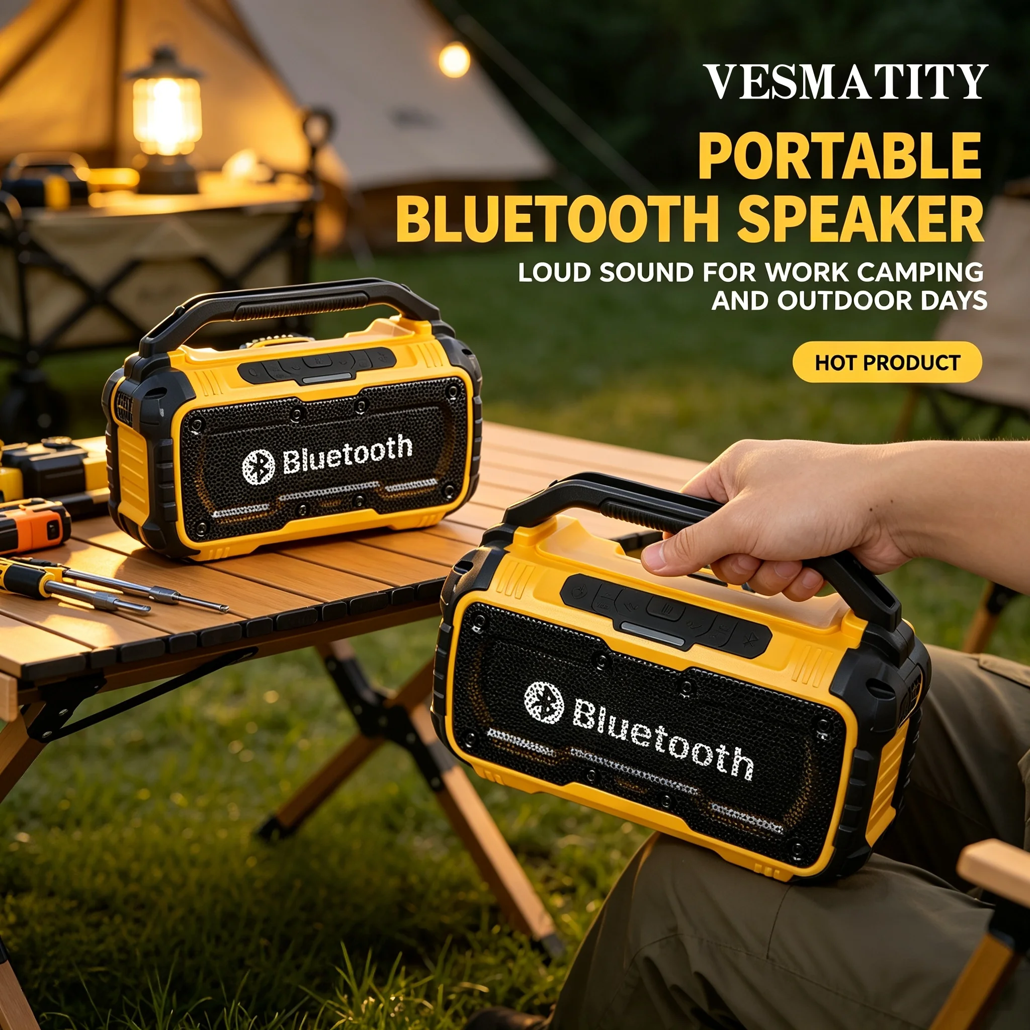 Loudspeaker Stereo Surround Jobsite Portable Speaker Wireless Bluetooth-compatible Subwoofer Outdoor Construction SiteWaterproof