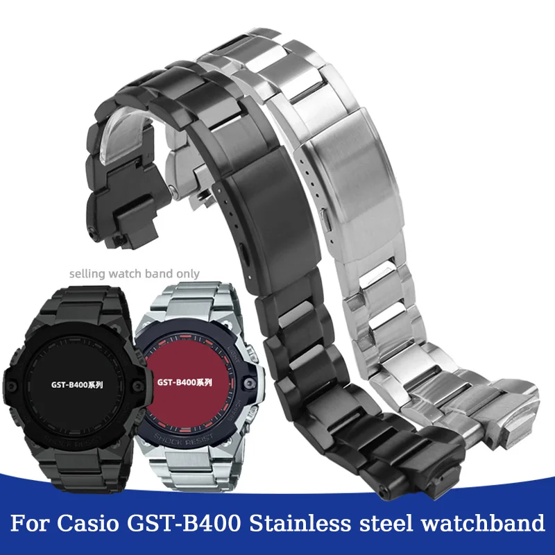 For Casio Watch G-SHOCK Steel Heart GST-B400 Series Solid Stainless Fine Steel Watchband Suitable Sports Men's Wristband Strap