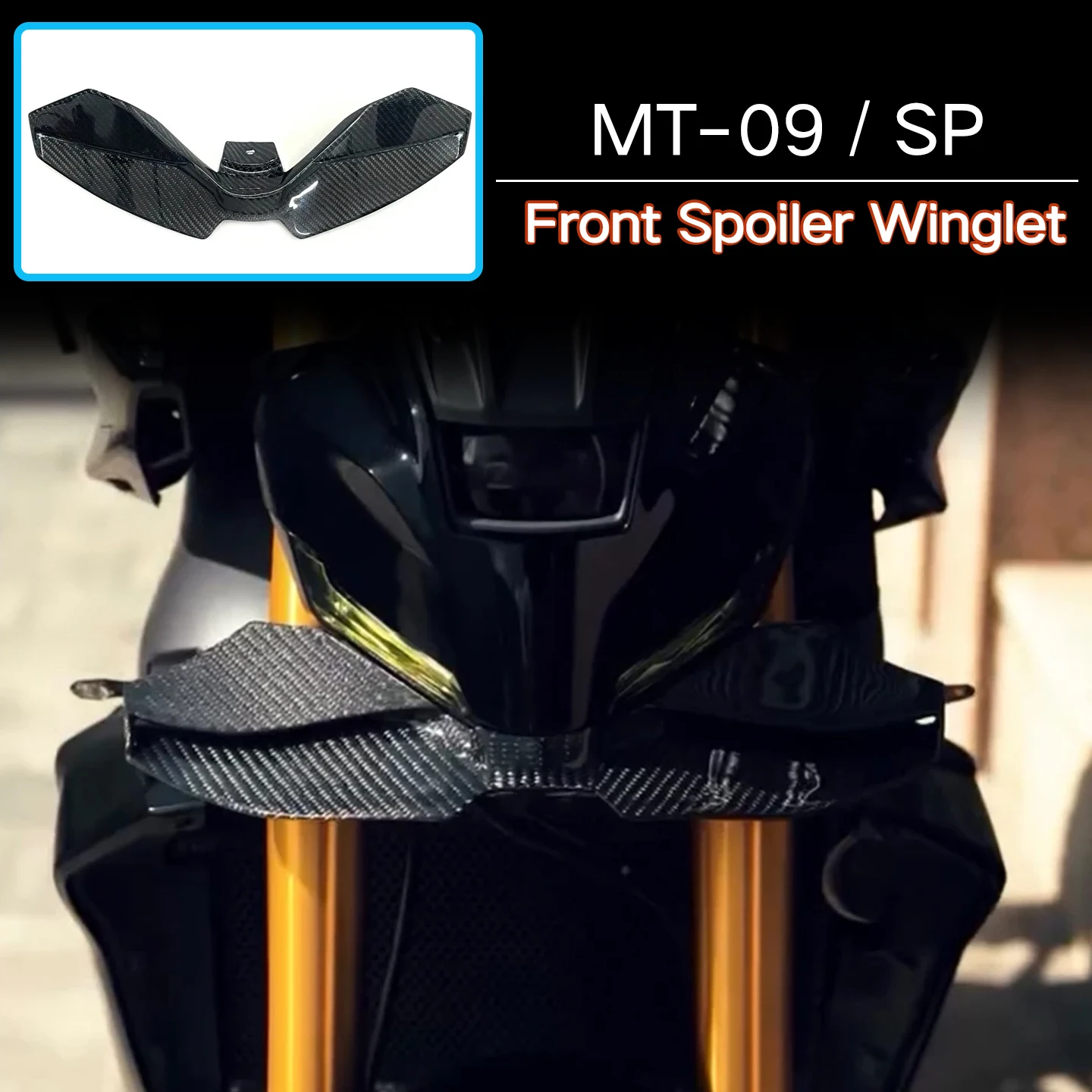 For MT-09 / SP 2024 2025 100% Carbon Fiber Motorcycle Downforce Naked Frontal Spoilers Winglet Aerodynamic Wing Front Spoiler
