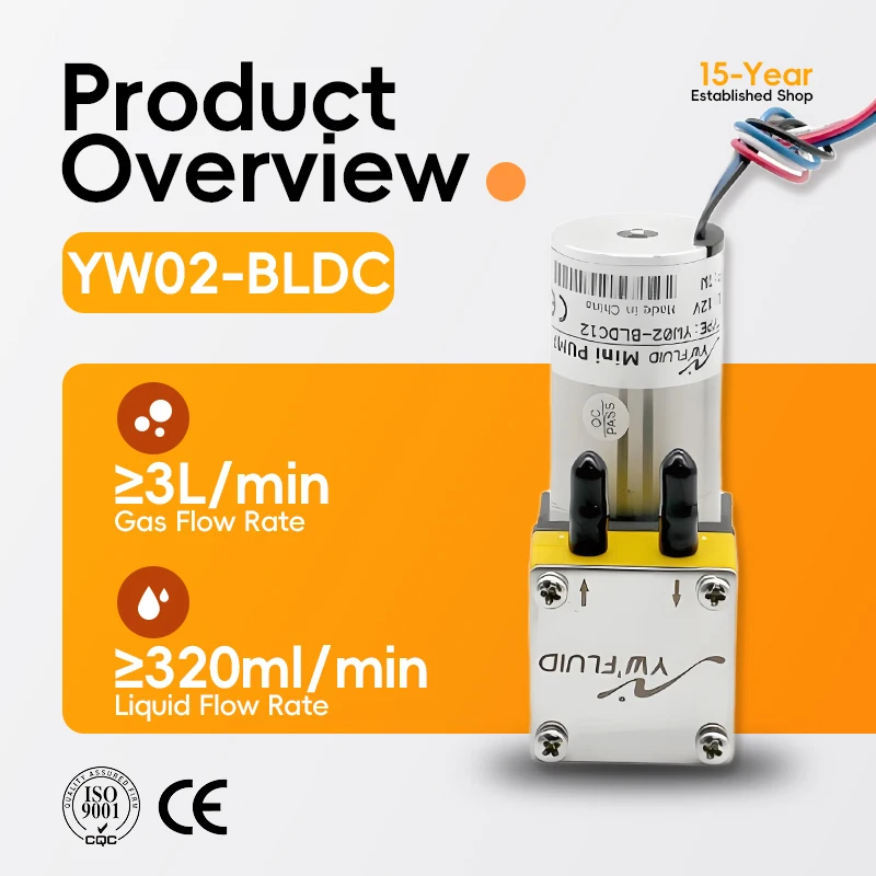 YW02 A-BLDC Brushless Motor 12V 24V OBM/ODM Micro Miniature Diaphragm Pump for Drinking Water Treatment