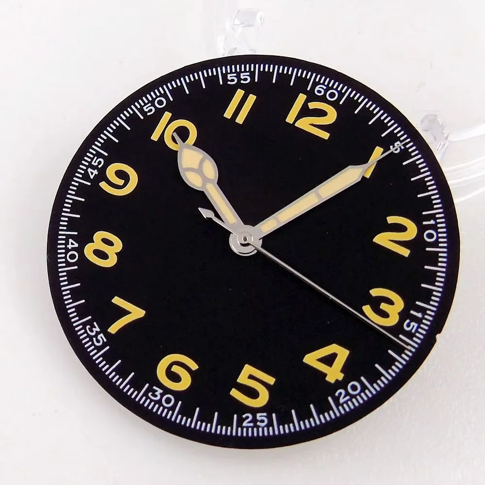 Nologo 33.5mm Watch Dial Yellow Hand Set for NH35A NH36A 7s26 7s36 7s25 7s35 4r15 4r35 4r36 6309 7002 7009 ETA2824 PT5000 ST2130 image 5