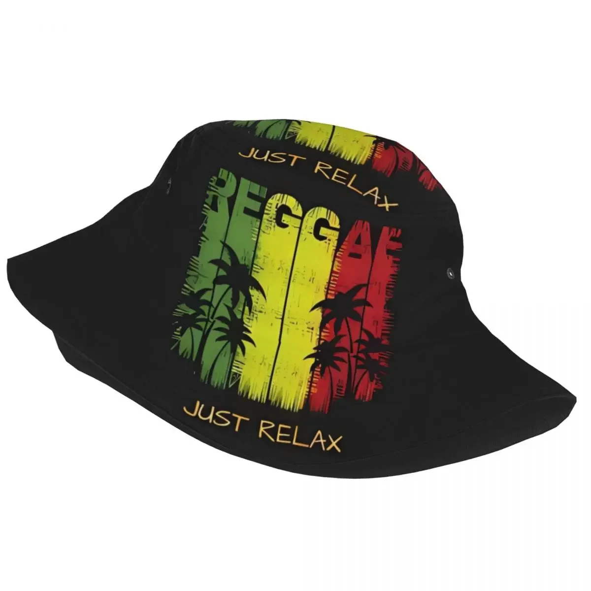 Reggae Music Bucket Hat Just Relax Hip Hop Fisherman Caps Foldable Travel Hiking Sun Hats For Men Women Trendy Printed Cap