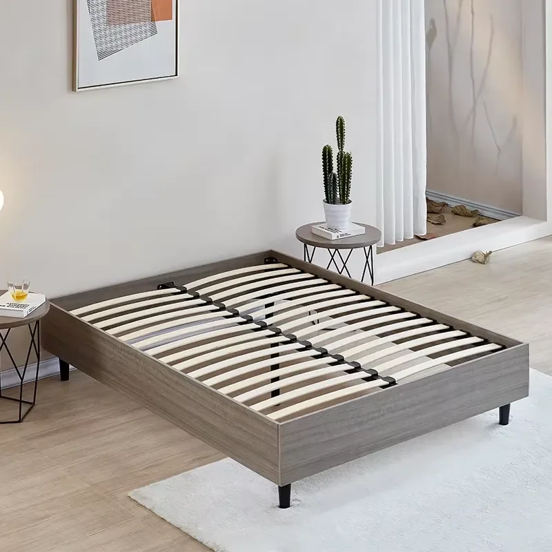Queen king Size Double Bed with Wooden Headboard Queen Bed Design