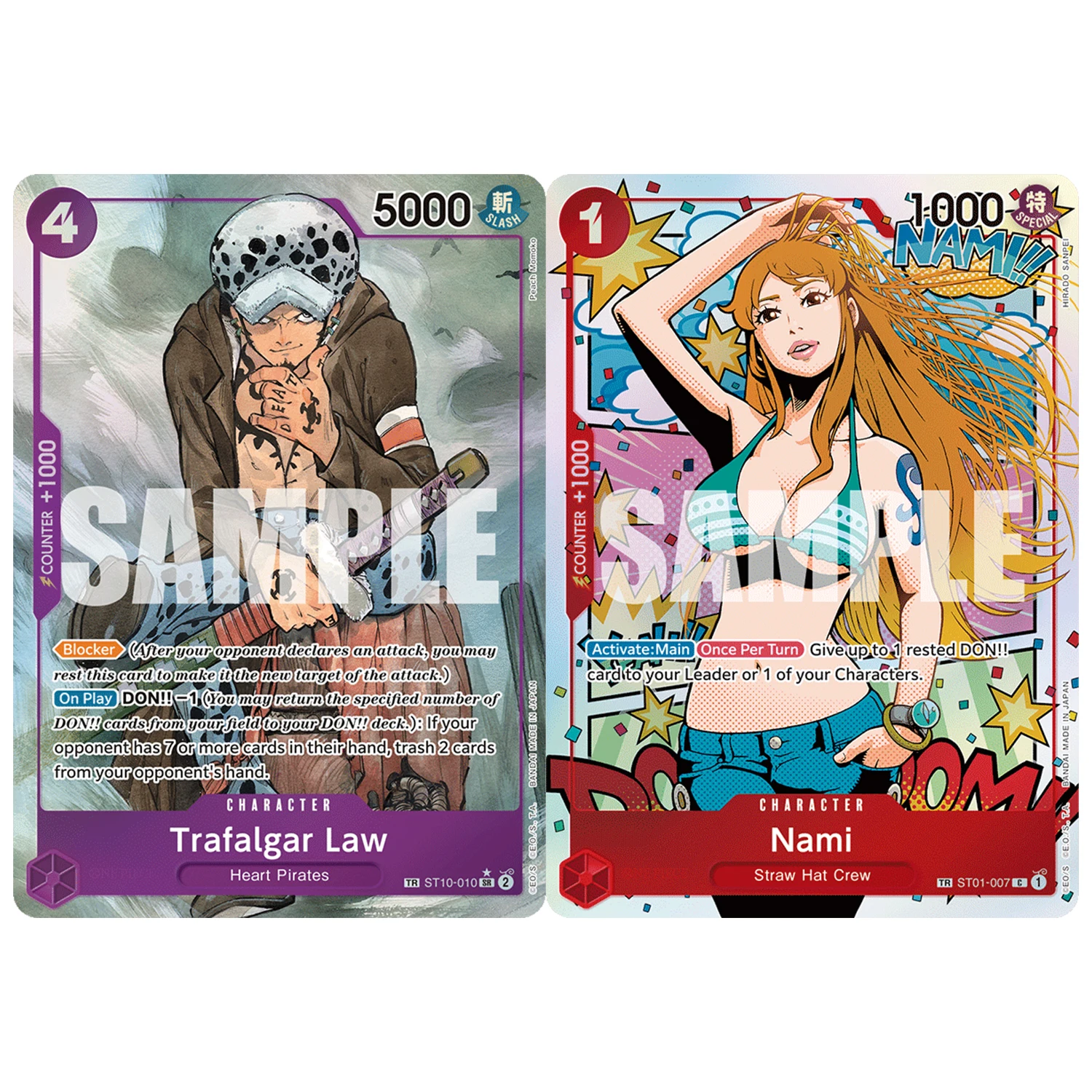 2 Stück/Set DIY Englische One Piece Nami Trafalgar Law OPCG Flash-Karten Selbstgemachte Klassische Anime-Sammelkarten Geschenk-Spielzeug
