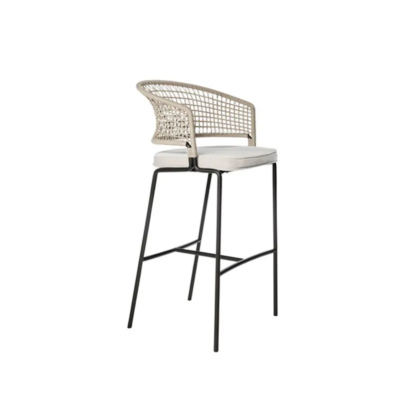 Bar stool backrest creative outdoor Nordic solid wood table wrought iron bar chair