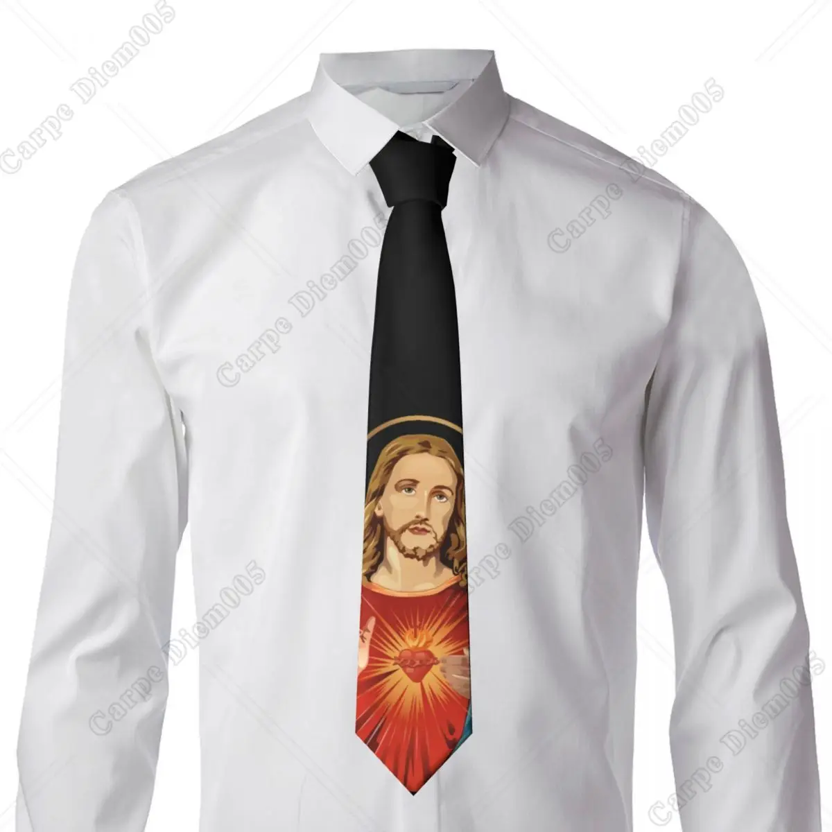 Sacred Heart of Jesus Ties Men Formal Silk Christian Catholic God Necktie for Wedding Party One Size