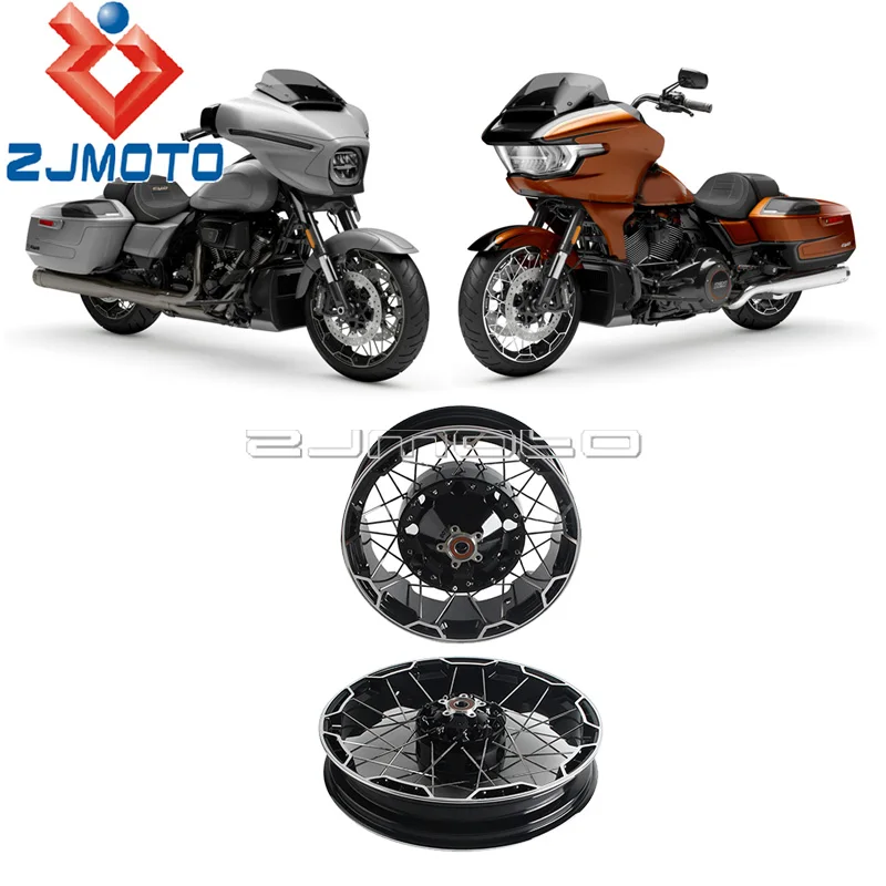 

Глянцевые черные алюминиевые спицованные колесные диски для мотоциклов Harley Touring CVO Street Glide Road Glide, 36 спиц