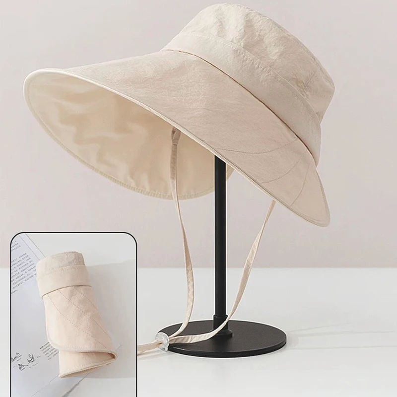 Summer Sun Protection Hat With Extended And Enlarged Brim Full Face Protection Ponytail Hat Beach Hiking Large Brim Sunshade Hat