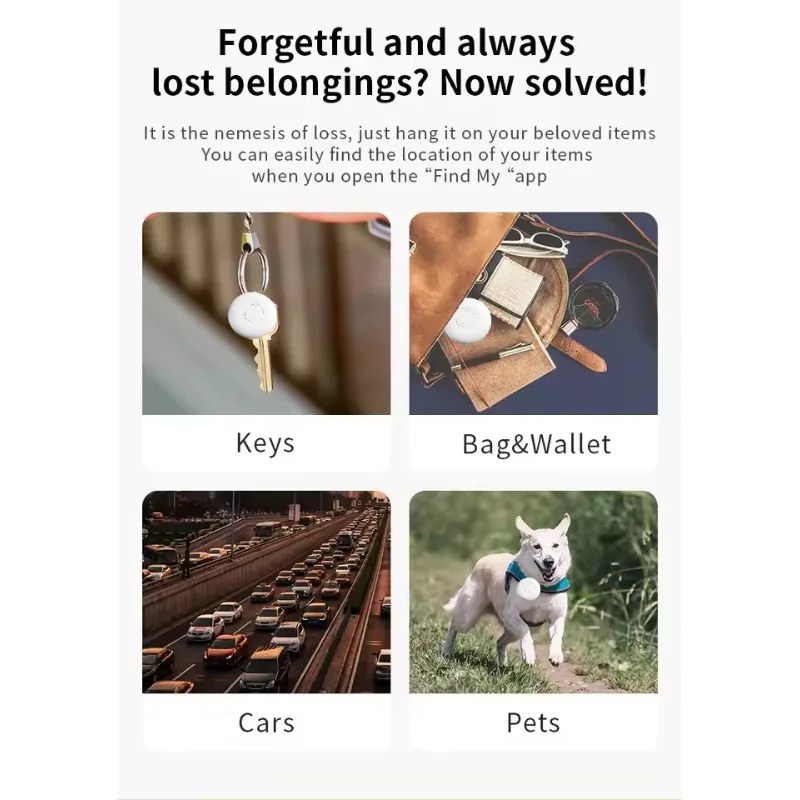 Sicherheits-Bluetooth-Tracker für Apple Find My App Anti-Lose-Motorrad Sound Locate Message Reminder Alarm Key Pet Car Finder