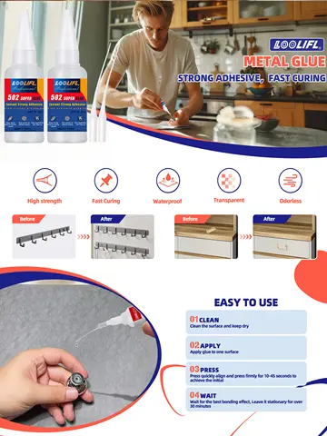 Adesivo Super Multifuncional 502, Usado para Metal, Plástico, Manutenção Diária, DIY e Reparos em Pequena Escala 20g