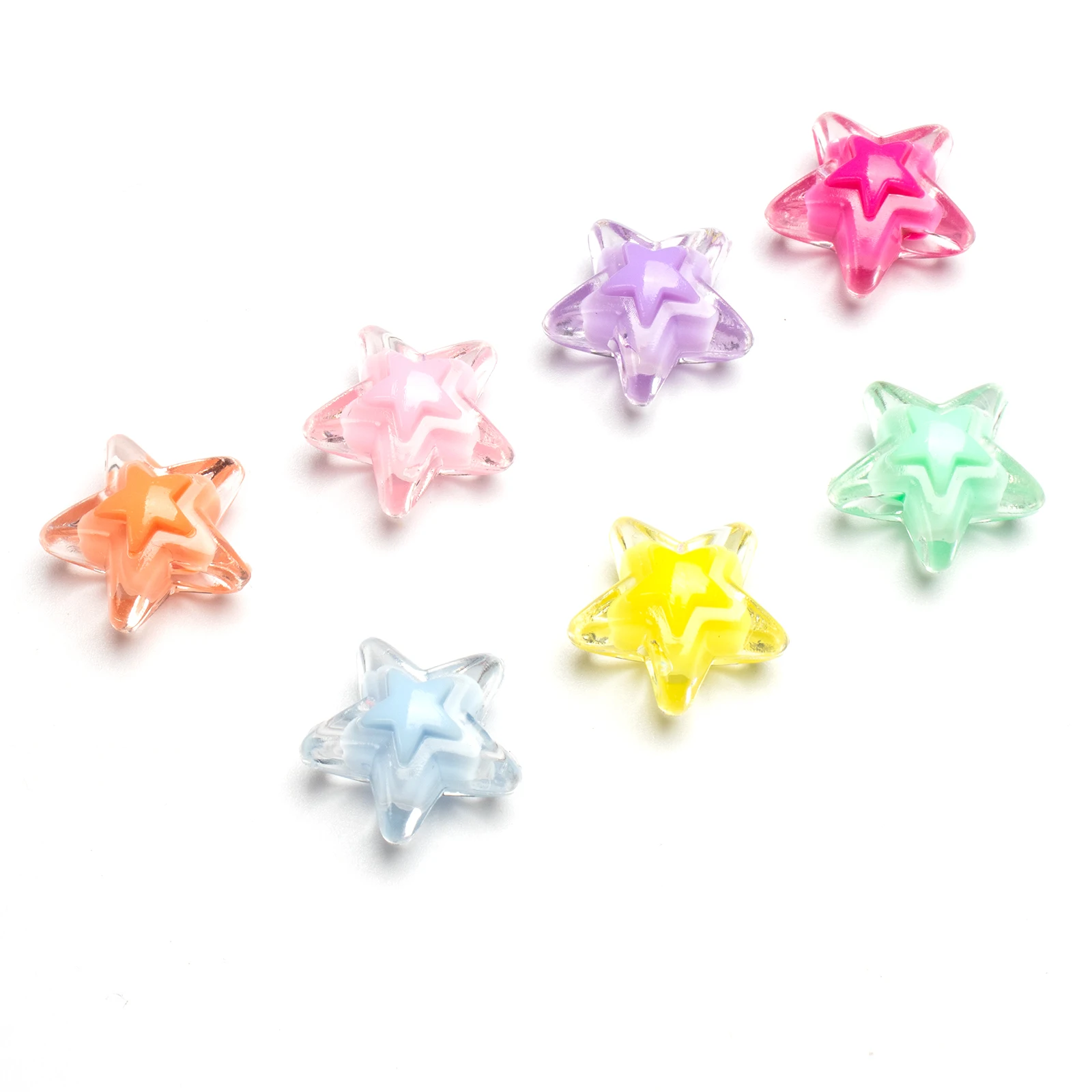 

10Pcs Acrylic Beads 17*10mm Colorful Mini Acrylic star Bead in Bead Loose Spacer Beads for Jewelry Making Craft