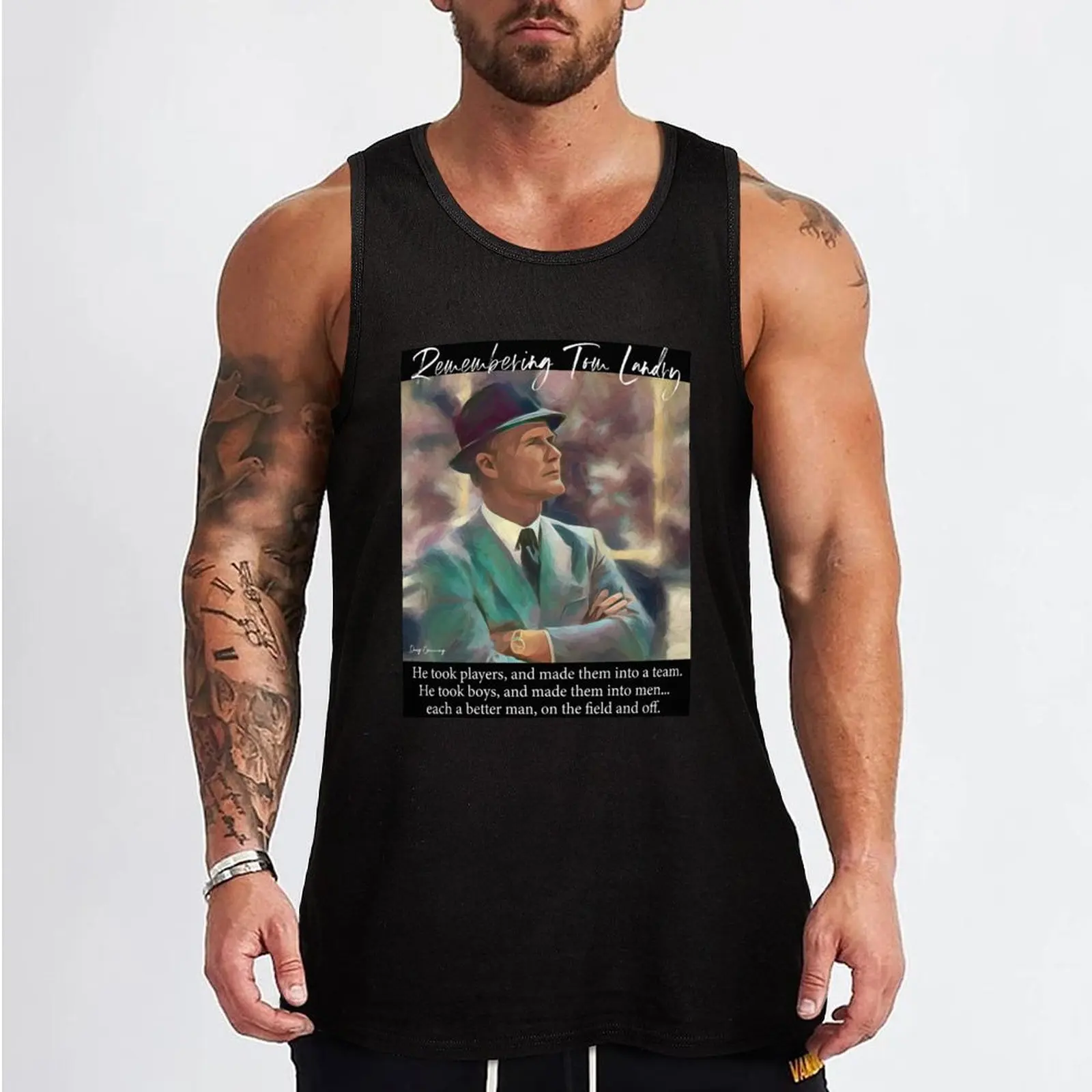 Tom Landry Tribute Tank Top t shirt gym Men's t shirt summer 2025