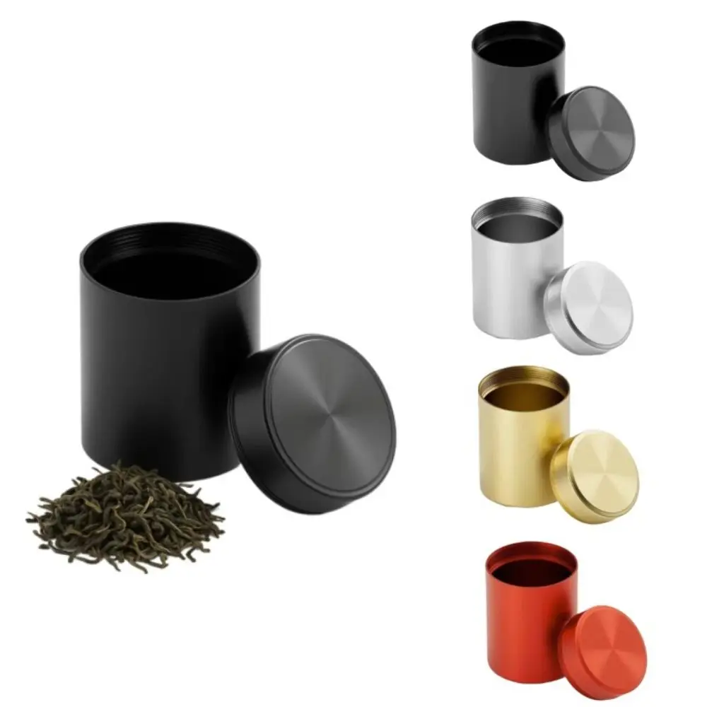 Mini Sealed Jar Solid Color Moisture-proof Nut Candy Food Storage Container Aluminium Alloy Sugar Coffee Candy Organizer Travel