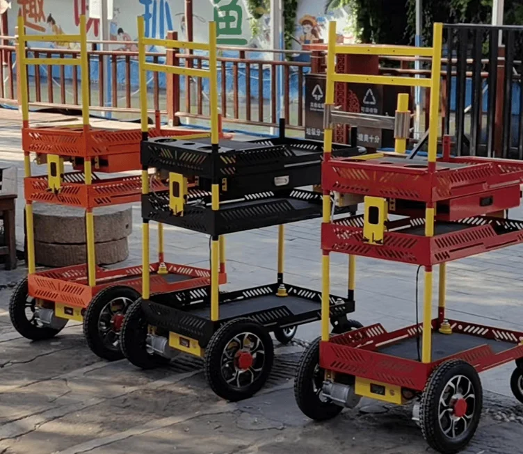 Live stream cart automatically follows outdoor trolley folding dual base station electric intelligent tool cart