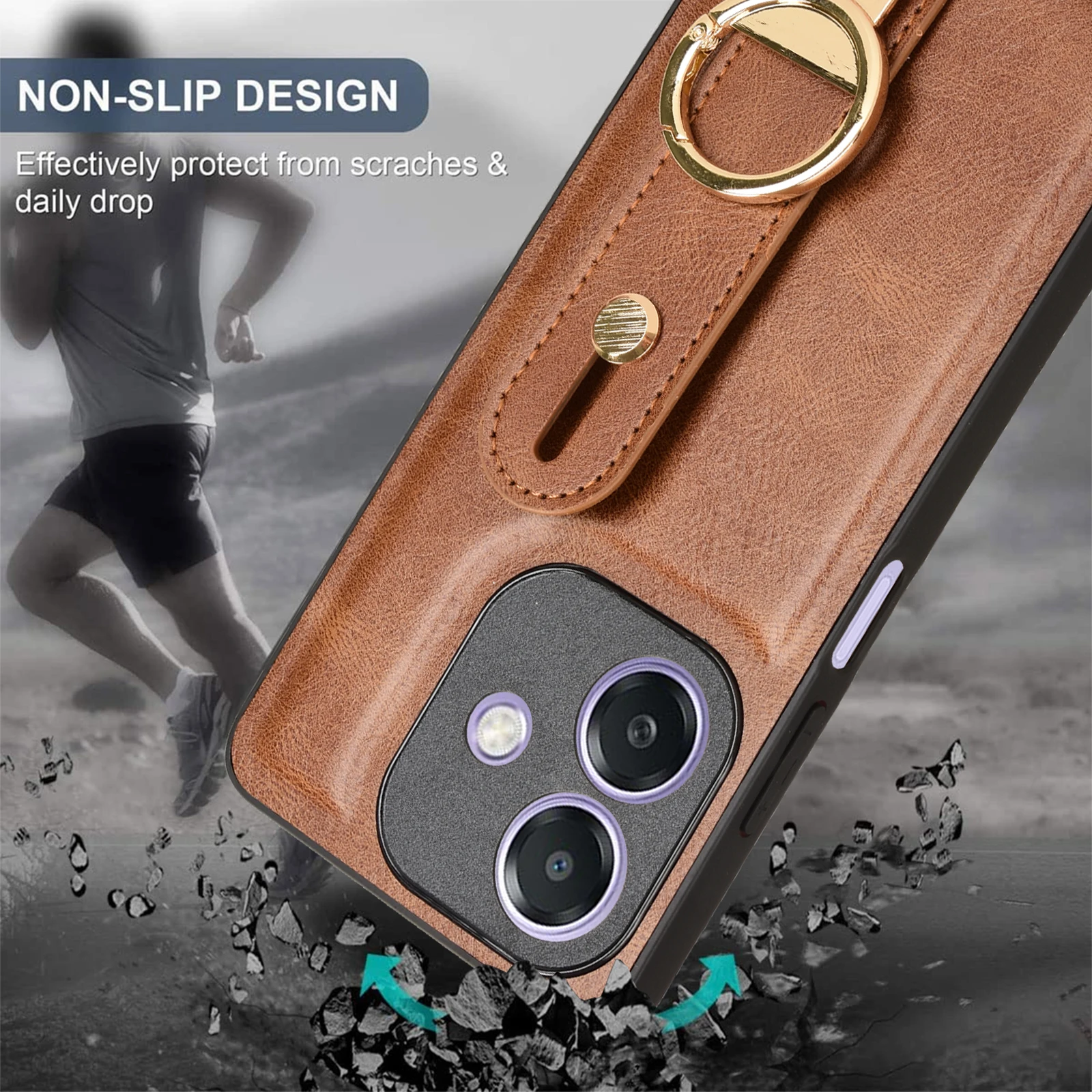 For OPPO A40 4G New Anti-Shock Business Leather Wristband Cover Case For Oppo A40M 4G CNon-Slip Protective Case