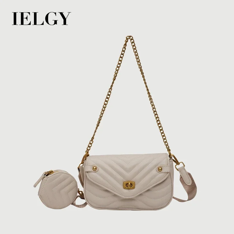 IELGY Women Retro Messenger Bag Wild One-shoulder Female Rhombic Chain Bag