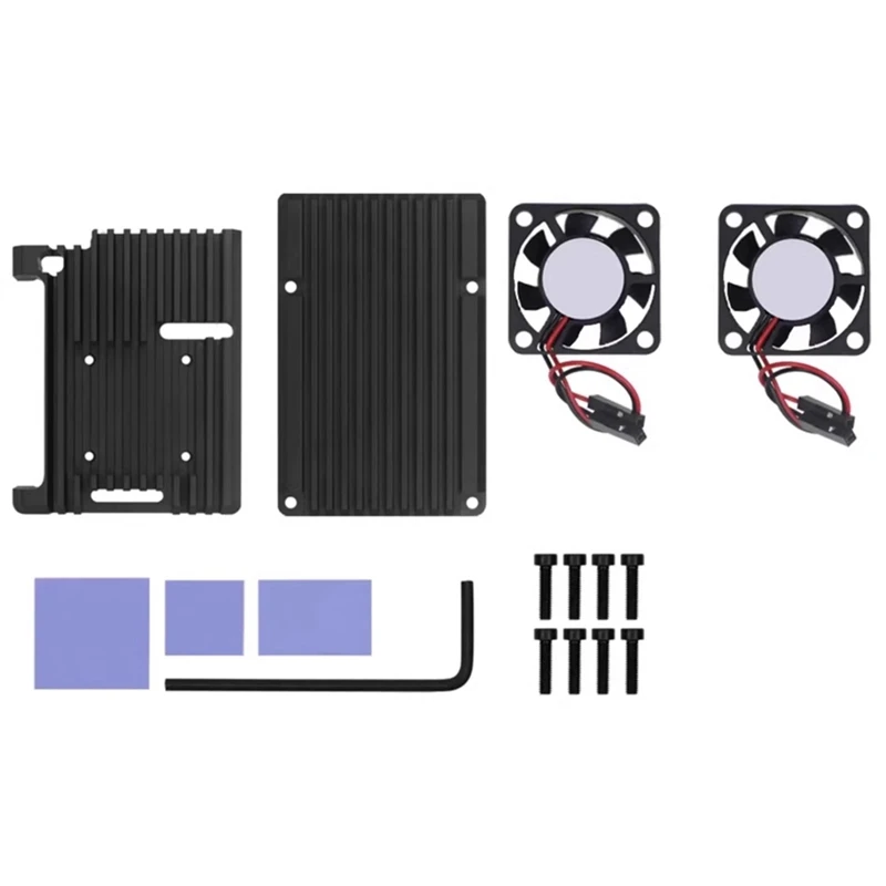 เคสป้องกันการกระจายความร้อนสีดําเปลือกอลูมิเนียมอัลลอยด์สําหรับ Raspberry Pi 5 Generation