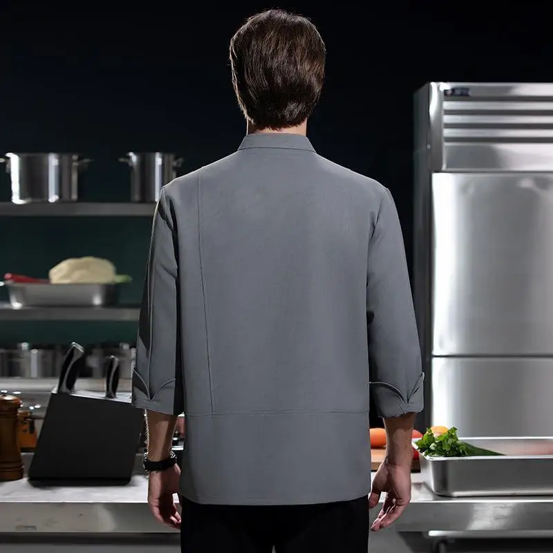 Spring New Custom Chef Jacket Uniform Shirt Logo Personalized Design Pattern Men's Kitchen Long Sleeve Work Clothes Cook Coat