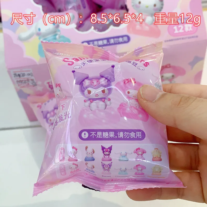 18pcs A Box Sanrio Hello Kitty Cinnamoroll Characters Angel Baby Lollipop Sweet Dream Series Cute Bean Kawaii Doll Ornaments