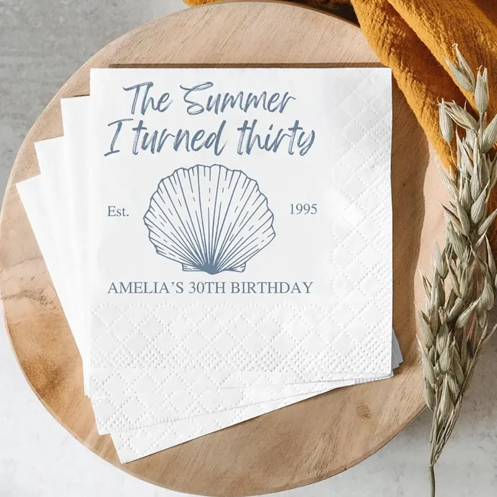 

Custom 20 Sheets The Summer I Turned Thirty Cocktail Napkins 30th Birthday Party Decoration Table Accessories Dessert Napkins