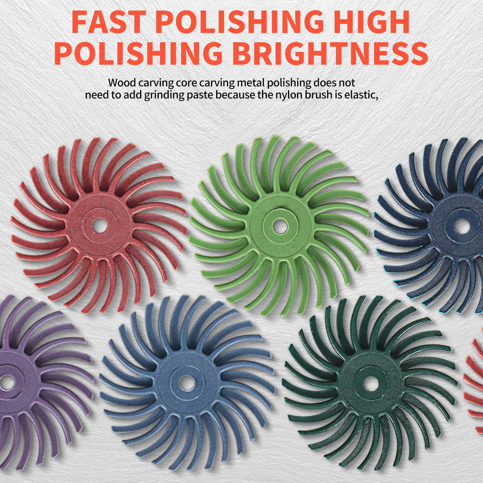 SIFANG 10 pz 1 Pollice Kit Disco a Setole Radiale Spazzola Abrasiva 3 2.35mm Gambo Dettaglio Ruota di Lucidatura per Accessori per Utensili Rotanti