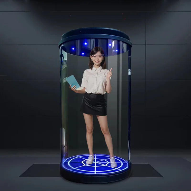 Hot-Selling 75-Inch Cylindrical Holographic Display Cabinet 360-Degree Rotating Playback For Education And Medical Treatment