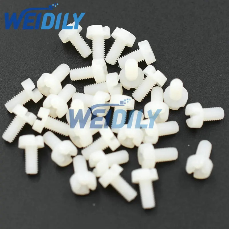 50PCS M3 Nylon White Screw Diameter 3mm Length 6mm M3x6 DIY M3*6mm phillips Round Head Screws nylon