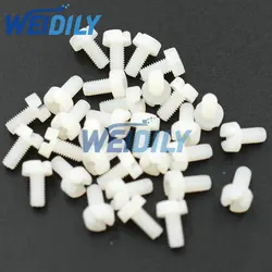 50PCS M3 Nylon White Screw Diameter 3mm Length 6mm M3x6 DIY M3*6mm phillips Round Head Screws nylon