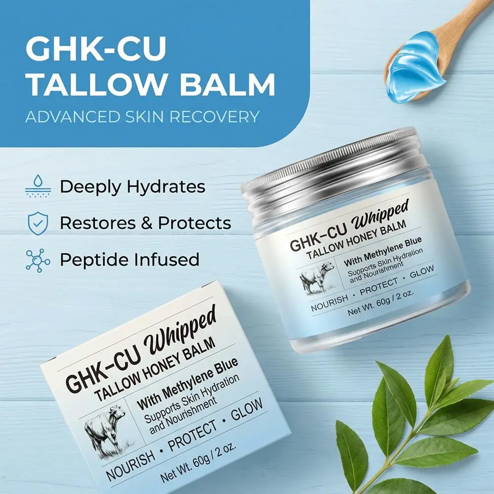 1/2/3pcs Ghk-Cu Beef Tallow Honey Balm Repair Dry Skin Deep Hydration Nourish Non-Greasy Brightening Even Skin Whipped Tallow Ho