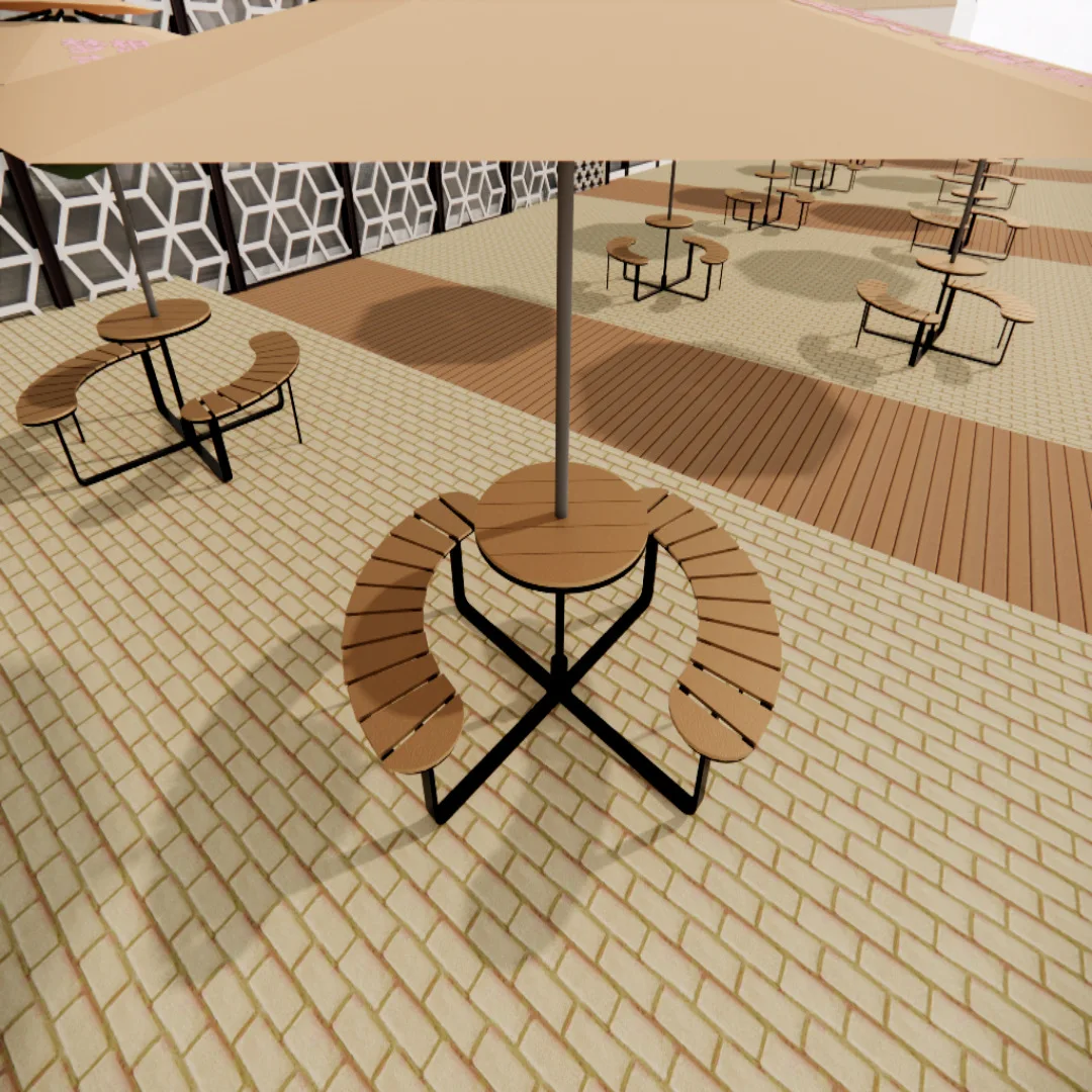 DSA outdoor one-piece table and chairs simple outdoor villa courtyard garden park round table open-air