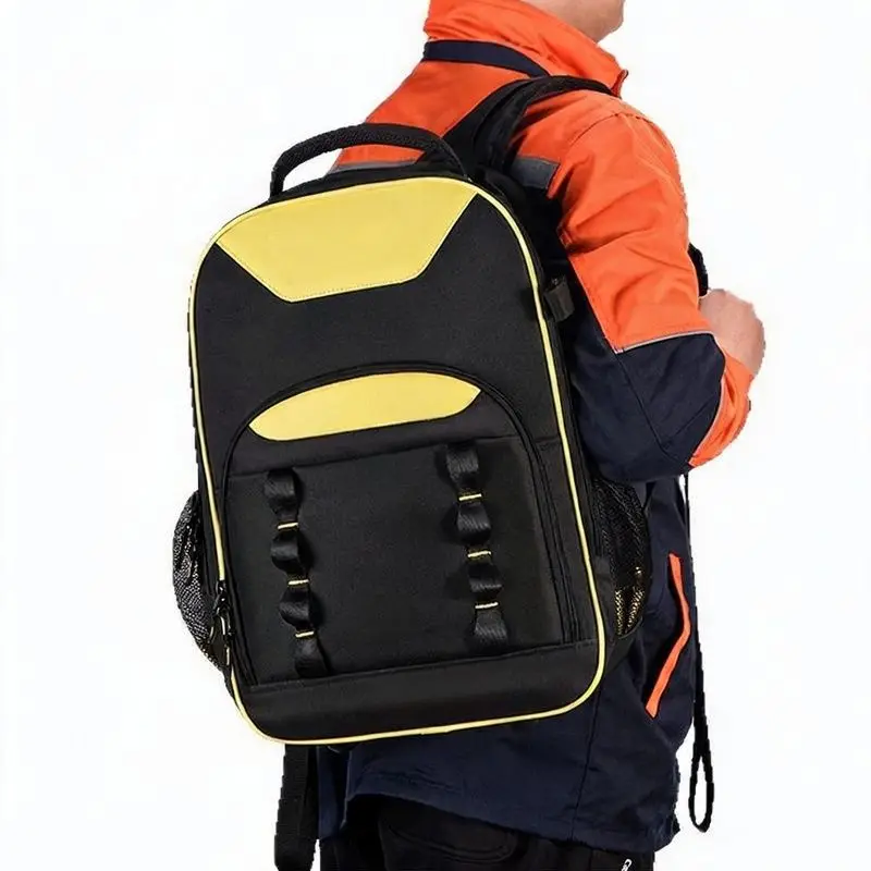 Oxford Cloth Tool Backpack Adjustable Shoulder Strap, Zipper Opening and Closing, Yellow Kit