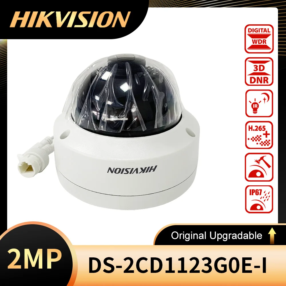 Original Hikvision DS-2CD1123G0E-I 2MP Back Light DWDR POE IP67 IK10 EXIR 2.0 H.265+ IR Fixed Mini Dome Network Camera