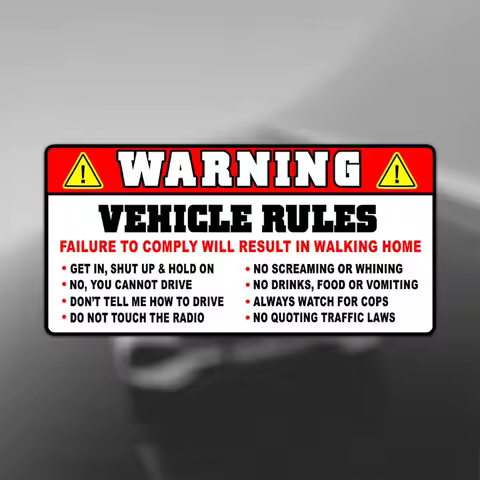 Funny Vehicle Safety Warning Car Rules Sticker Decal Adhesive Vinyl for Auto Truck Window Bumper Body Styling