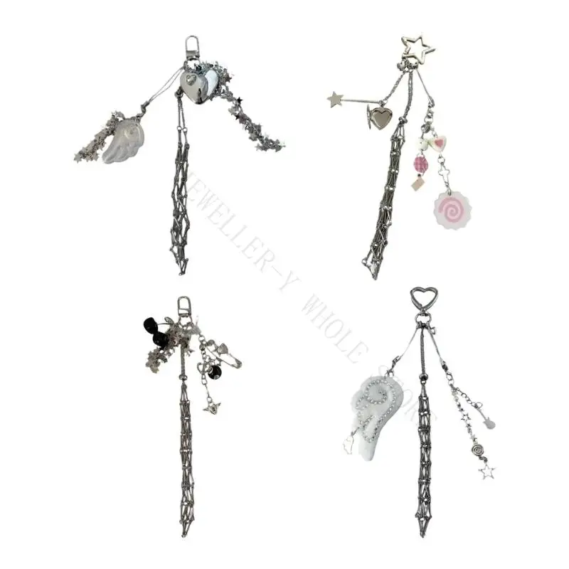R7UF Trendy Silver Alloy Lipsticks Net Bag Pendant For Keys And Cosmetics