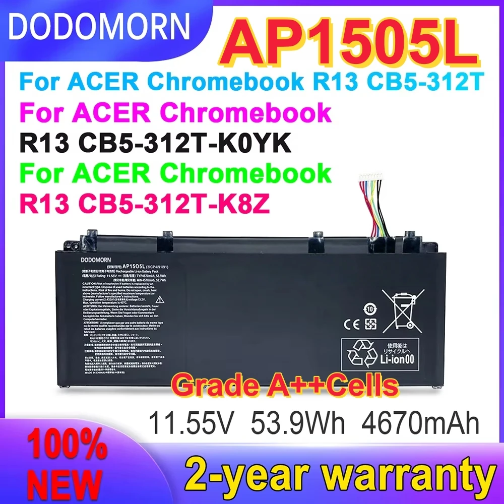 Nueva Batería AP1505L AP15O5L para Acer Aspire S13 S5-371 Swift 5 SF514-51 Spin 5 SP513-52N Chromebook R13 CB5-312T S5-371-76WD