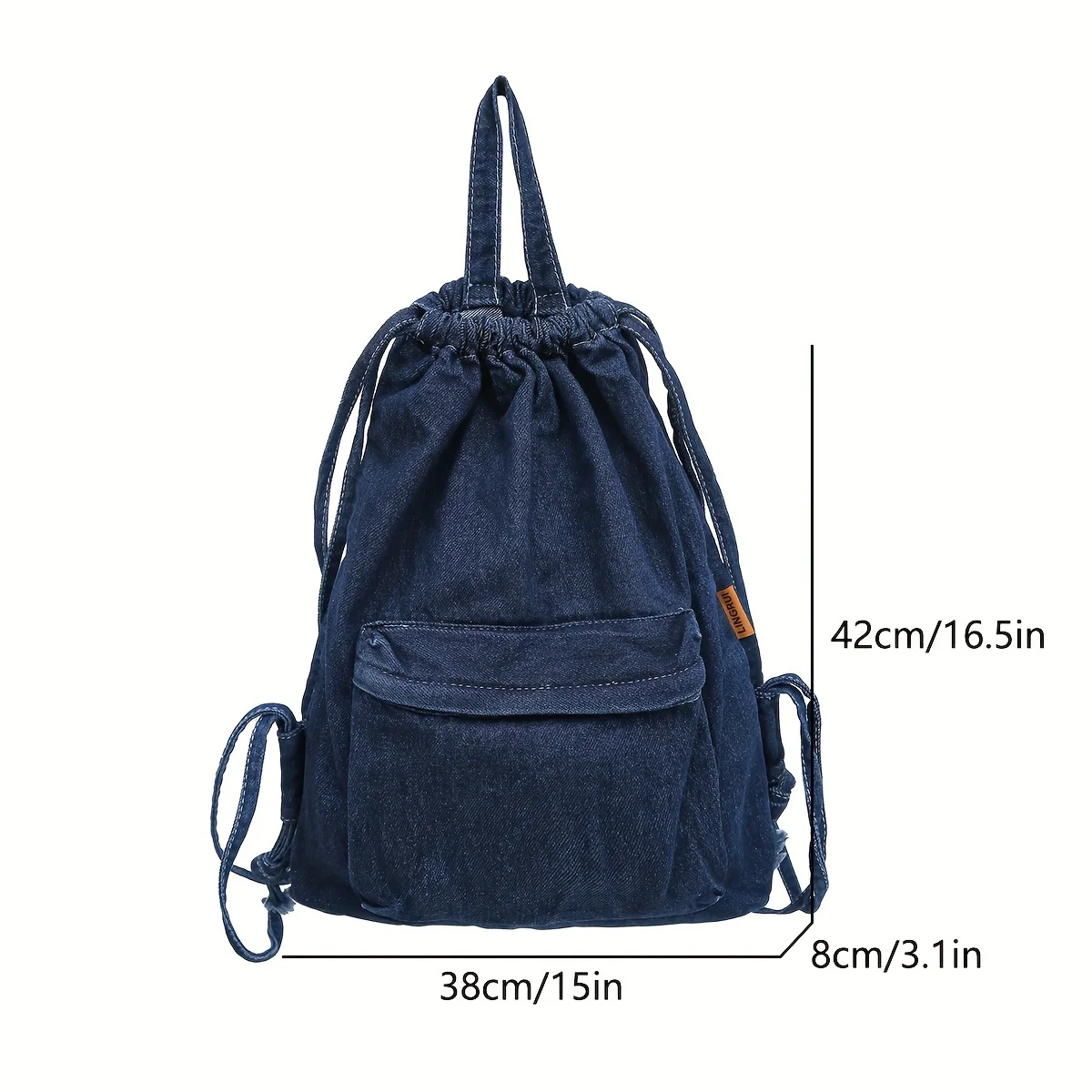 Schoolbag male college student ins japanese style Harajuku denim drawstring backpack male junior high school student high school large capacity