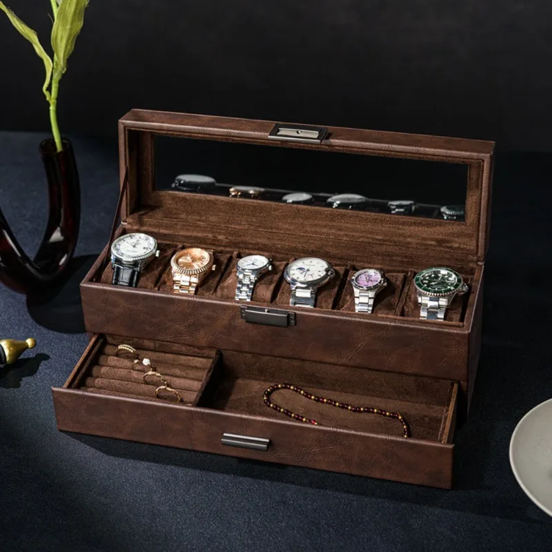 Multifunctional Jewelry Watch Storage Box Dust‑proof Organizer Case for Ring Earring Necklace Watch