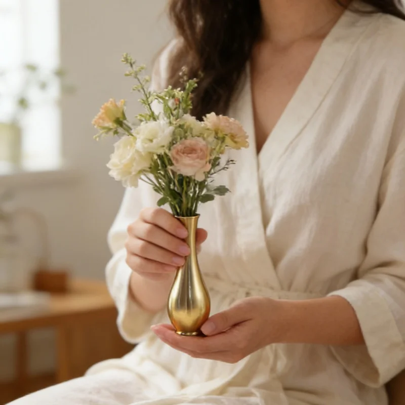 

2026New Mini Vase Gold Home Decor Living Room Decoration Antique Vase Tall Unique Flower Nordic Vase Wholesale