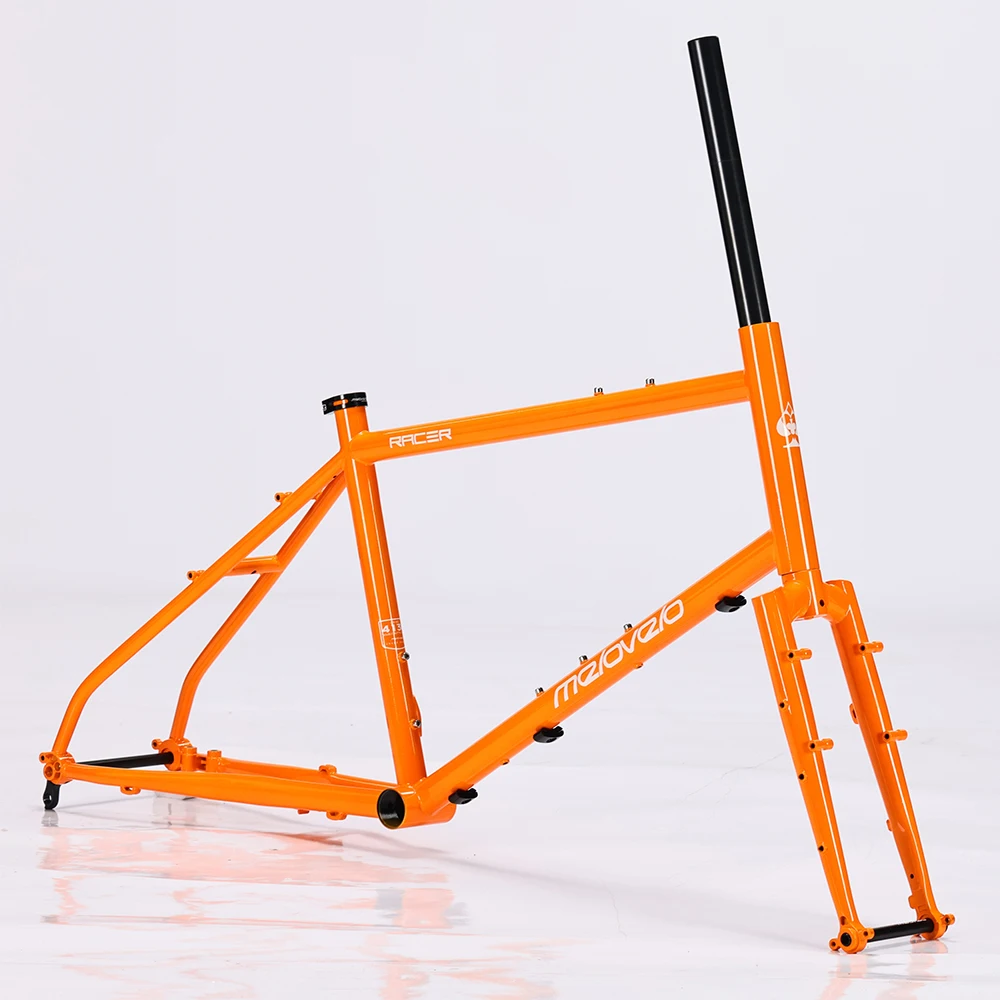 RACER Gravel Bike Frame 20 Inch 4130 Chromium Molybdenum Steel Strip Front Fork Frame Barrel Shaft Design Road Bicycle Frame