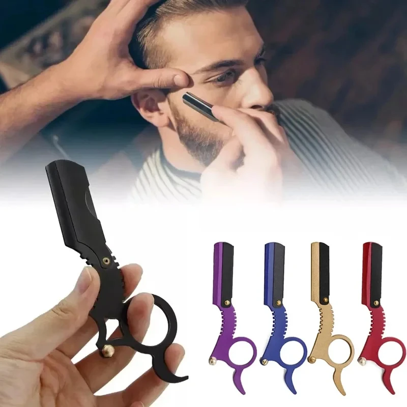 Premium Foldable Barber Straight Razor Replaceable Blade Shaving Tool for Beard Eyebrow Haircut Trimming Pro Hairdresser Tool