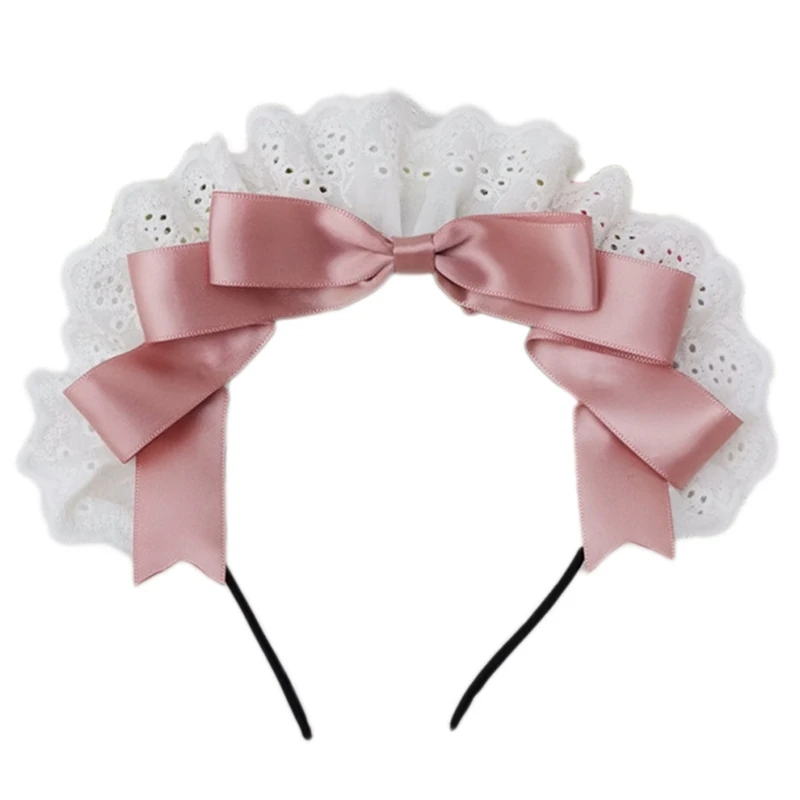 Japanese Lolita Hair Accessories Ruffled Sweet Bowknot Gothic French Maid Headband Anime Cosplay Costume Headdress