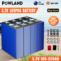 POWLAND 4PCS 3.2V 320Ah 280Ah 150Ah 100Ah LiFePO4 Rechargeable battery DIY 12V For Electric Car RV Solar Energy Golf Cart EU
