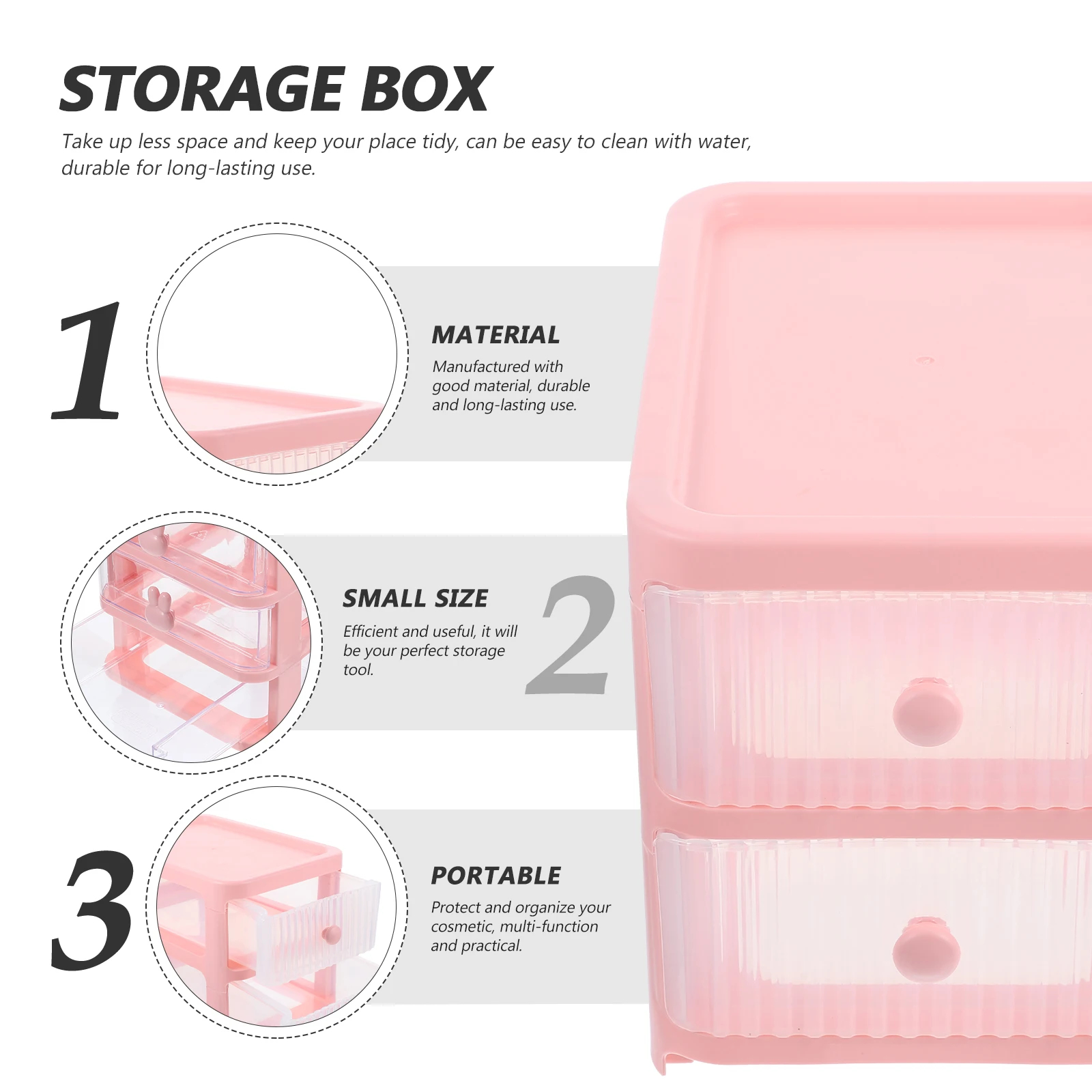 

Organizer Drawer Storage Box Work Desk Office Multifunction Pink Plastic Organiser