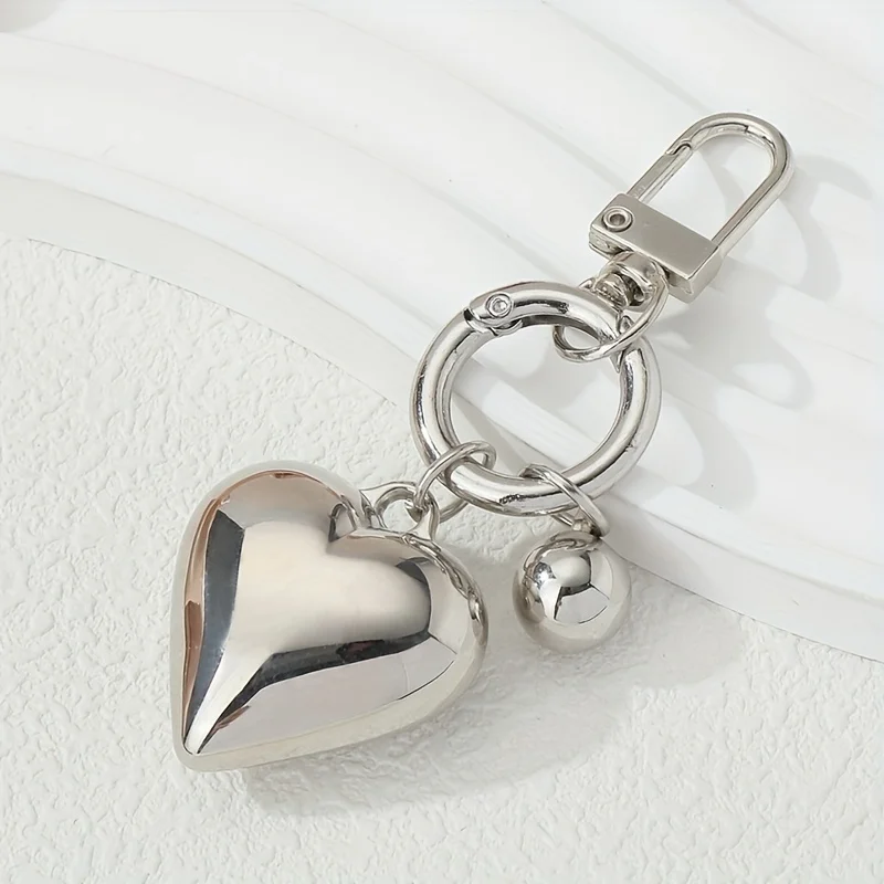 Silver big love bead keychain exquisite pendant gift