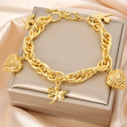 Diana Baby Jewelry Charm Bracelets Dubai 18K Gold Plated African Women Hand Jewellery Ball Heart Crown Link Engagement Gift
