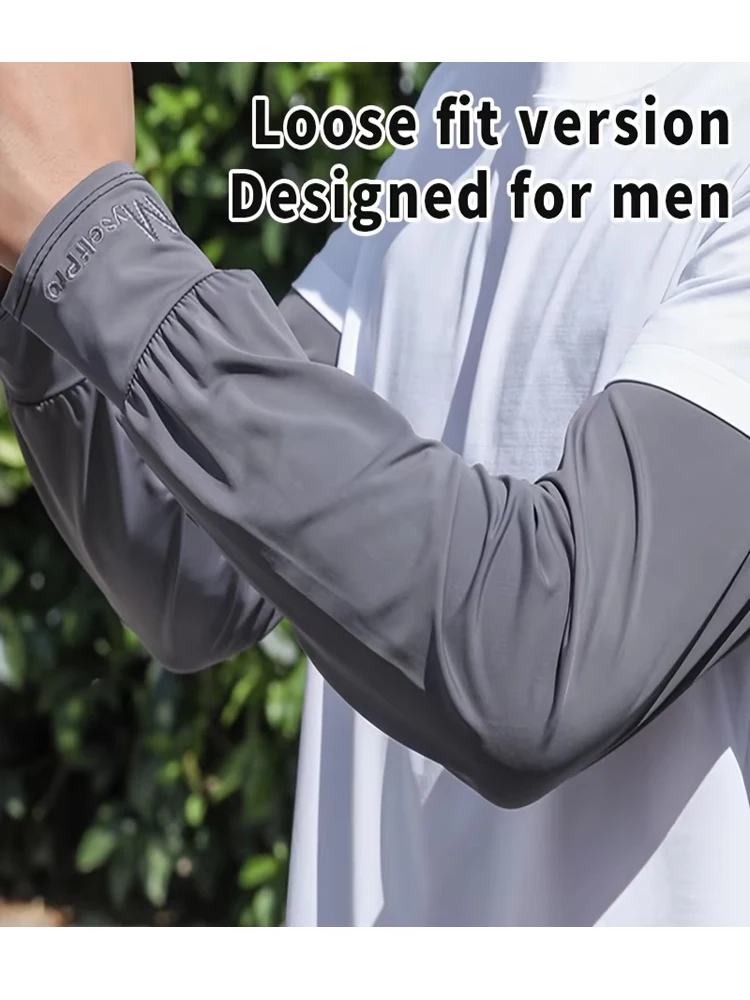 AliExpress NONE Cooling Arm Sleeves Breathable Sun Protection Ice Slik Sleeves Summer Outdoor Sports Driving Cycling Sleeves Men Loose Arm