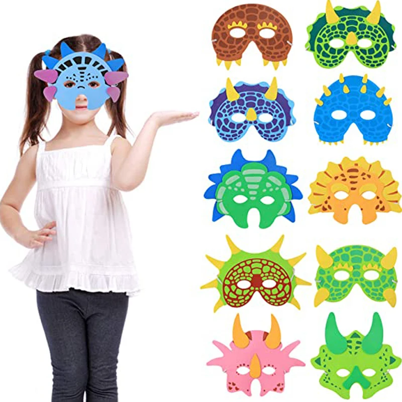 10Pcs Dino Dinosaur Mask Jurassic World Party Games For Kids Birthdays Funny Gadgets Kinder Spielzeug Novedades Juguetes